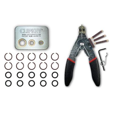 JSCMCTPTCK3810 image(0) - JUST CLIPS TOOL KIT WITH SNAP RING PLIERS, A CLIPKEY AND 10 SETS OF 3/8" FRICTION RINGS & O-RINGS