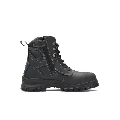 BLU997-060 image(0) - Blundstone Steel Toe Lace Up Side Zip, Water Resistant, Bump Cap, Black, AU size 6, US size 7