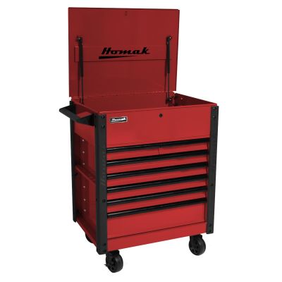 HOMRD06035247 image(0) - Homak Manufacturing 35 in. Pro Series 7-Drawer Service Cart, Red