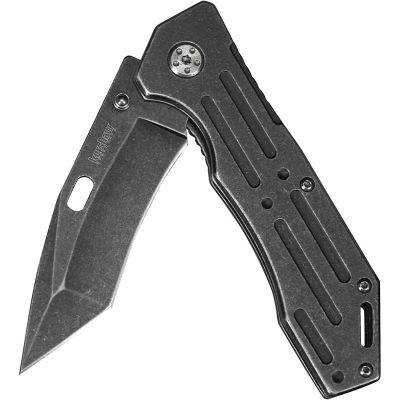 KER1302BWX image(0) - Kershaw Lifter (1302BW); Tactical Tanto Pocket Knife with 3.5 Inch 4Cr14 Steel Blackwashed Blade with Stainless Steel Blackwash Handle, SpeedSafe Assisted Opening and Deep-Carry Pocketclip; 3.2 OZ.