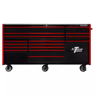 EXTRXQ843016RCBKRD image(0) - Extreme Tools 25th Anniversary Edition RX Series 84"W x 30"D Triple Bank Roller Cabinet with Power Tool Drawer