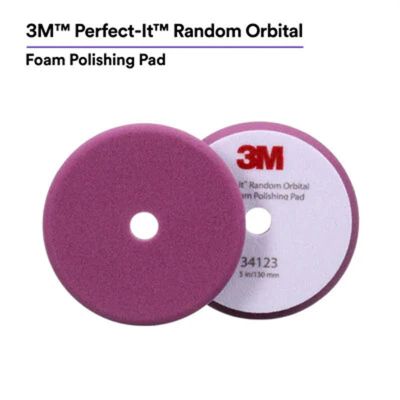 MMM34123 image(0) - 3M™ Perfect-It™ Random Orbital Foam Polishing Pad 34123, 5 Inch (130 mm), Purple, 2 Pads/Bag
