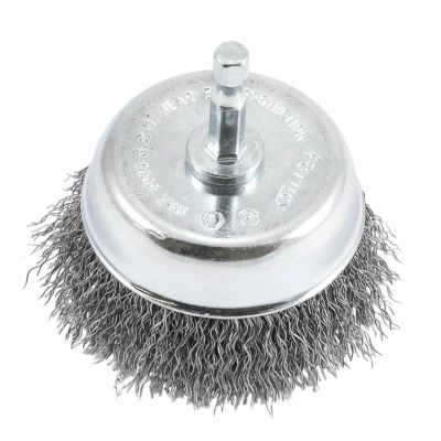 FOR72731 image(0) - Forney Industries Cup Brush, Crimped, 3 in x .012 x 1/4 in Hex Shank