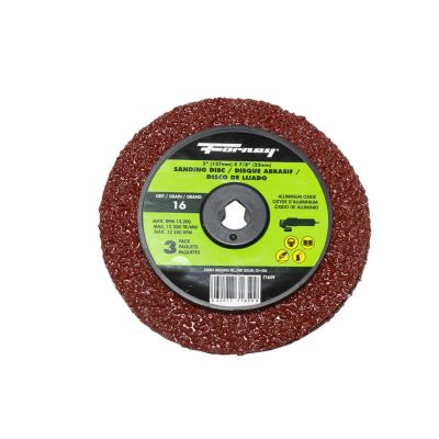 FOR71659 image(0) - Forney Industries Resin Fibre Sanding Disc, Aluminum Oxide, 5 in x 7/8 in Arbor, 16 Grit