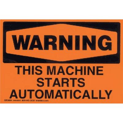 CSUW874P image(0) - Chaos Safety Supplies This Machine Starts Automatically, Warning, Orange