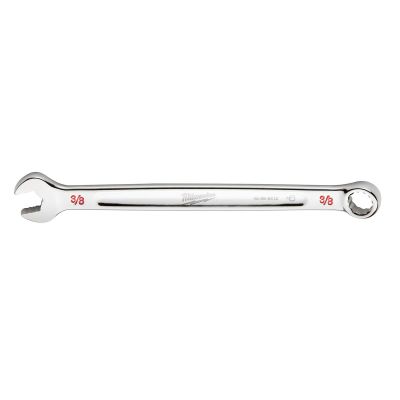 MLW45-96-9412 image(0) - Milwaukee Tool 3/8" SAE Combination Wrench, 12-Point, Steel, Chrome, Ergonomic, I-Beam Handle