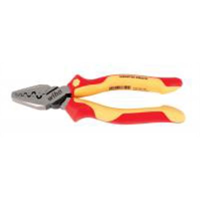 WIH32945 image(0) - Insul. Industrial Crimping Pliers 7" OAL. Industrial brushed finish. Two component ergo cushion grips.