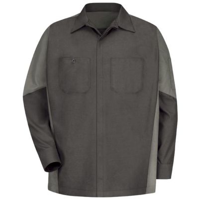 VFISY10CG-RG-XXL image(0) - Workwear Outfitters Men's Long Sleeve Two-Tone Crew Shirt Charcoal/Grey, XXL