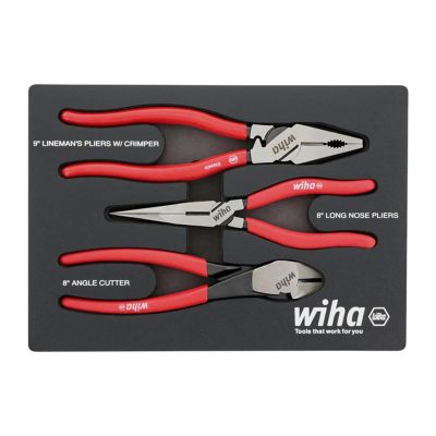 WIH34680 image(0) - Set Includes - Long Nose 8.0� | 200mm | Angled Cutters 8.0� | 200mm | Lineman�s Pliers w/Crimpers 9.0� | 225mm