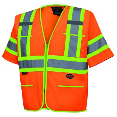 SRWV1023550U-2XL image(0) - Pioneer Pioneer - Polyester Tricot Sleeved Safety Vest - Hi-Vis Orange - Size 2XL