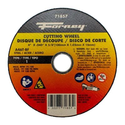 FOR71857-5 image(0) - Forney Industries Cut-Off Wheel, Metal, Type 1, 4 in x .040 in x 5/8 in 5 PK