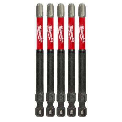 MLW48-32-4566 image(0) - Milwaukee Tool #3 Phillips SHOCKWAVE Impact 3-1/2" Power Bits (5 pk)