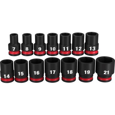 MLW49-66-7007 image(0) - Milwaukee Tool 14PC SHOCKWAVE Impact Duty  3/8" Drive Metric Standard 6 Point Socket Set