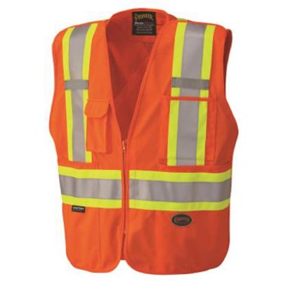 SRWV1021150U-XS image(0) - Pioneer Pioneer - Zip-Up Snap Break Away Safety Vest - Hi-Vis Orange - Size XS