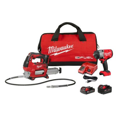 MLW2967-22GG image(0) - Milwaukee Tool M18 FUEL 1/2" HTIW w/ Friction Ring & Grease Gun Combo Kit