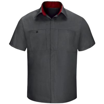 VFISY32CF-RG-XXL image(0) - Workwear Outfitters Men's Long Sleeve Perform Plus Shop Shirt w/ Oilblok Tech Charcoal/Red, XXL