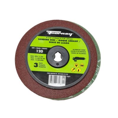 FOR71671 image(0) - Forney Industries Resin Fibre Sanding Disc, Aluminum Oxide, 4-1/2 in x 7/8 in Arbor, 120 Grit