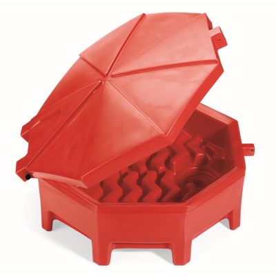 NPGDRM672-RD image(0) - PIG Universal Poly Drum Funnel with Hinged Lid - Red