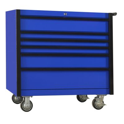 EXTDX412506RCBLBK image(0) - DX Series 41in. W X 25in. D 6 Drawer Roller Cabinet, 100 lbs Slides, Blue with Black Drawer Pulls