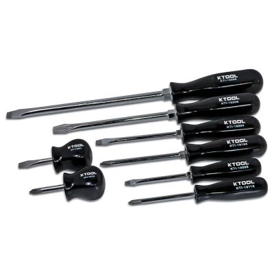 KTI19000 image(0) - 8-Piece Black Phillips and Slotted Screwdriver Set