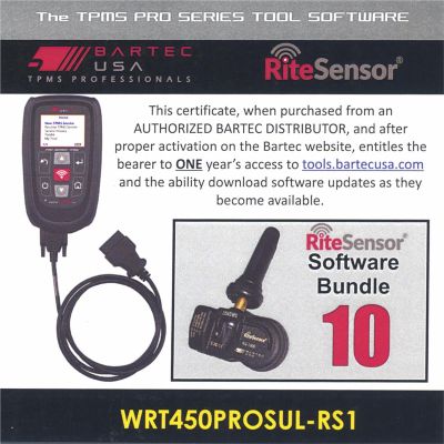 BATWRT450PROSULRS1E image(0) - Bartec USA 1 Year Software License for the Tech450PRO w/ 10 RITE-SENSORS