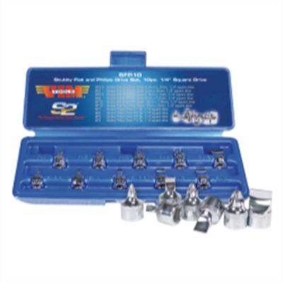 VIMSFP10 image(0) - VIM TOOLS 10 Piece 1/4" Square Drive Stubby Flat and Phillips Drive Set