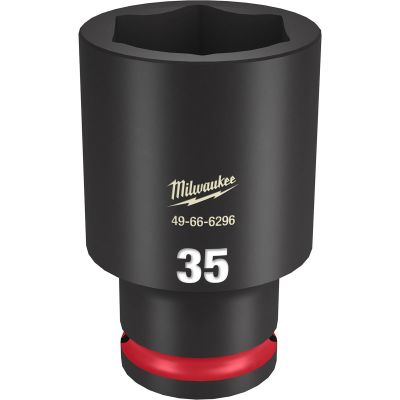 MLW49-66-6296 image(0) - Milwaukee Tool SHOCKWAVE Impact Duty  1/2"Drive 35MM Deep 6 Point Socket