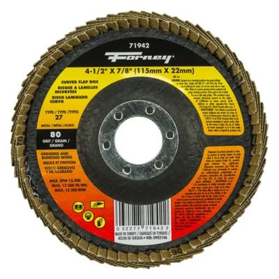 FOR71942-5 image(0) - Forney Industries Curved Edge Flap Disc, 4-1/2 in x 7/8 in, 80 Grit 5 PK