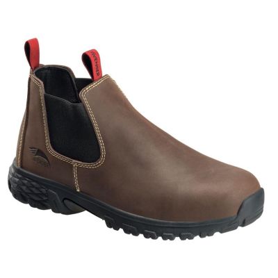 FSIA7114-10.5W image(0) - Avenger Work Boots - Flight Romeo Series - Men's Mid Top Slip-On Boots - Aluminum Toe - IC|SD|SR - Brown/Black - Size: 10'5W