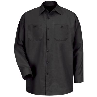 VFISP14BK-RG-4XL image(0) - Workwear Outfitters Men's Long Sleeve Indust. Work Shirt Black, 4XL