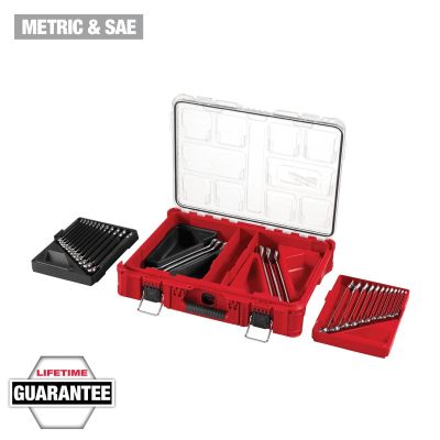 MLW48-22-9485 image(0) - Milwaukee Tool 30pc Metric & SAE Combination Wrench Set with PACKOUT™ Organizer