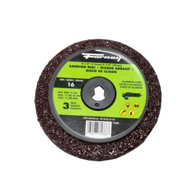 FOR71666 image(0) - Forney Industries Resin Fibre Sanding Disc, Aluminum Oxide, 4-1/2 in x 7/8 in Arbor, 16 Grit