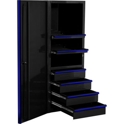 EXTEX2404SCQBLBK image(0) - EX Series 24" 4 Drawer and 2 Shelf Professional Side Cabinet Blue w Black Handle