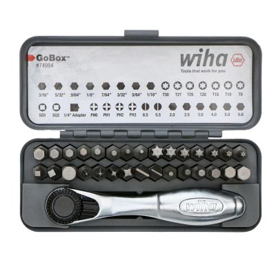 WIH74984 image(0) - Wiha Tools 32 Piece GoBox Standard Bit Set with Mini Ratchet