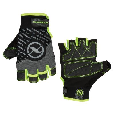 LEGGH330XXL image(0) - Flexzilla® High Dexterity Fingerless Gloves, Polyurethane Palm, Gray/Black/ZillaGreen™, XXL