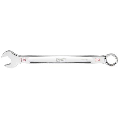 MLW45-96-9438 image(0) - Milwaukee Tool 1-1/4" SAE Combination Wrench, 12-Point, Steel, Chrome, Ergonomic, I-Beam Handle