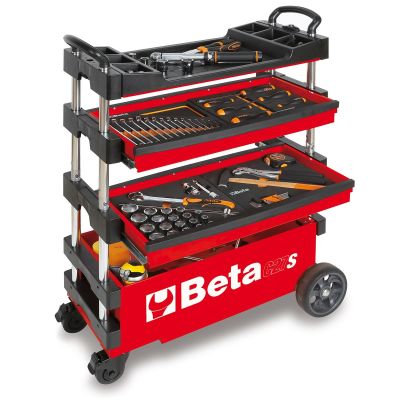 BTA027000203 image(0) - Beta Tools USA Folding Mobile Tool Cart, Red