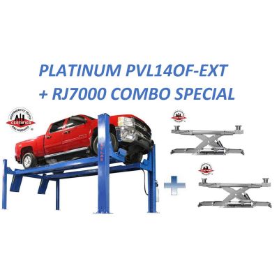 ATEAP-PVL14OF-EXT-COMBO-FPD image(0) - Atlas Automotive Equipment Atlas Equipment Platinum PVL14OF-EXT Alignment Lift + RJ7000 Rolling Jacks ALI Certified Combo
