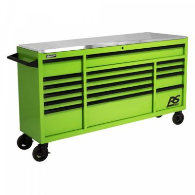 HOMLG04072164 image(0) - Homak Manufacturing 72” RS Pro Roller Cabinet with Stainless Steel Top- Green