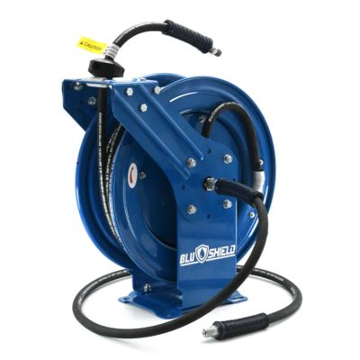BLBPWR3850-CP image(0) - BluBird BluShield 3/8" Pressure Washer Hose Reel with 4100PSI Aramid Braided Hose, Quick Connect Coupler, 6' Lead-in Hose, Dual Arm Heavy Duty - 50 Feet