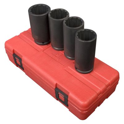 SUN2837 image(0) - Sunex 4PC 1/2" DR 12 POINT SPINDLE NUT SOCKET SET