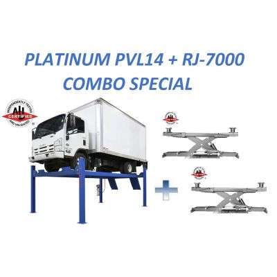 ATEAP-PVL14-COMBO-FPD image(0) - Atlas Equipment Platinum PVL14 4-Post Lift + RJ7000 Rolling Jacks ALI Certified Combo