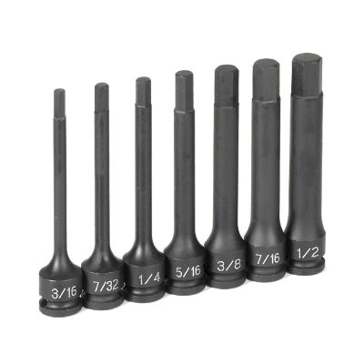 GRE1247H image(0) - Grey Pneumatic 3/8" Dr. 7 Pc.  4" Length Fractional Hex Driver Set