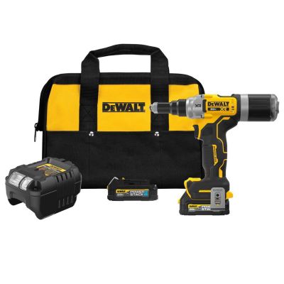 DWTDCF414GE2 image(0) - DeWalt DEWALT 20V MAX* XR Brushless Cordless 1/4" Rivet Tool Kit with DEWALT POWERSTACK