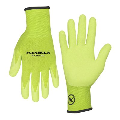 LEGGC290L image(0) - Flexzilla® Bamboo Crinkle Latex Dip Gloves, ZillaGreen™, For Women, L