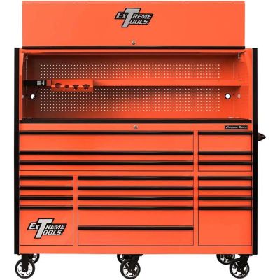 EXTRX7220HROK image(0) - Extreme Tools RX 72" Pro Hutch & 19 Drwr Cab Combo, Orange, Blac