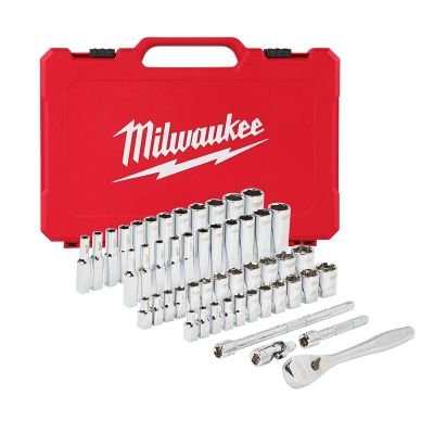 MLW48-22-9004 image(0) - Milwaukee Tool 1/4" Drive 50pc Ratchet & Socket Set - SAE & Metric