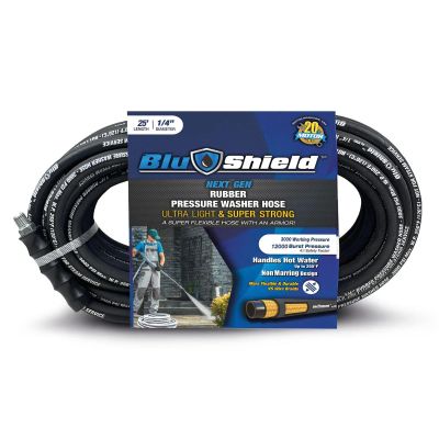 BLBPWP1425-CP image(0) - BluShield Lightweight 1/4" Rubber Pressure Washer Hose with Quick Connect Coupler Plug, 3100PSI Heavy Duty Kink Resistant - 25 Feet