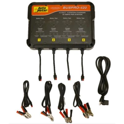 AUTBUSPRO-420 image(0) - Auto Meter Products BUSPRO-420; Muti-Bank Smart Battery Charger, Flooded, AGM, LifePO4 Batteries - 4 Station, 120v, 20 amp