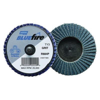 NOR90172 image(0) - Norton Abrasives BlueFire R860 ZA Coarse Grit TR (Type III) Plastic Flat Mini Flap Disc